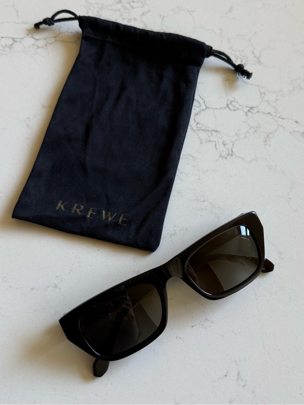 KREWE Black Rectangular Sunglasses